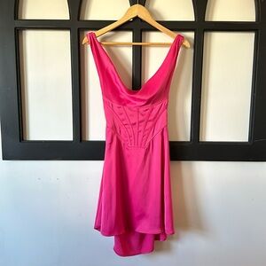 - URBAN OUTFITTERS Corset Satin Mini Dress w/Open Back Flirty Romantic Coq…